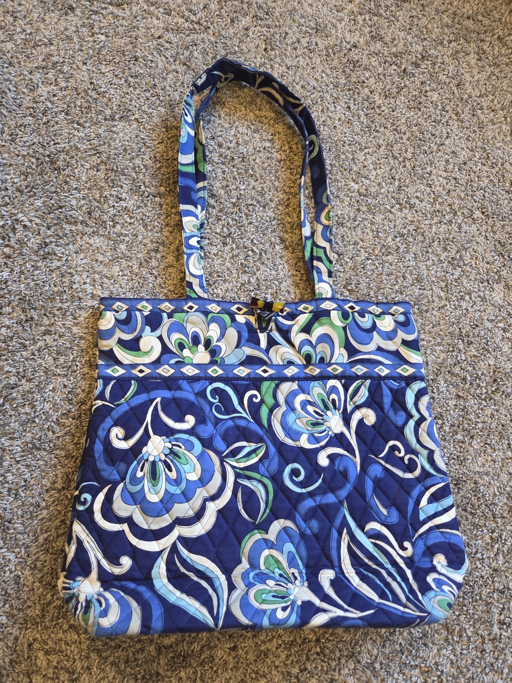 Vera Bradley Quilted Villager Tote Bag in Mediterranean Blue